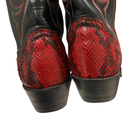 Justin Snakeskin and Leather Western Boots, Sz 5.5 - Picture 8 of 16